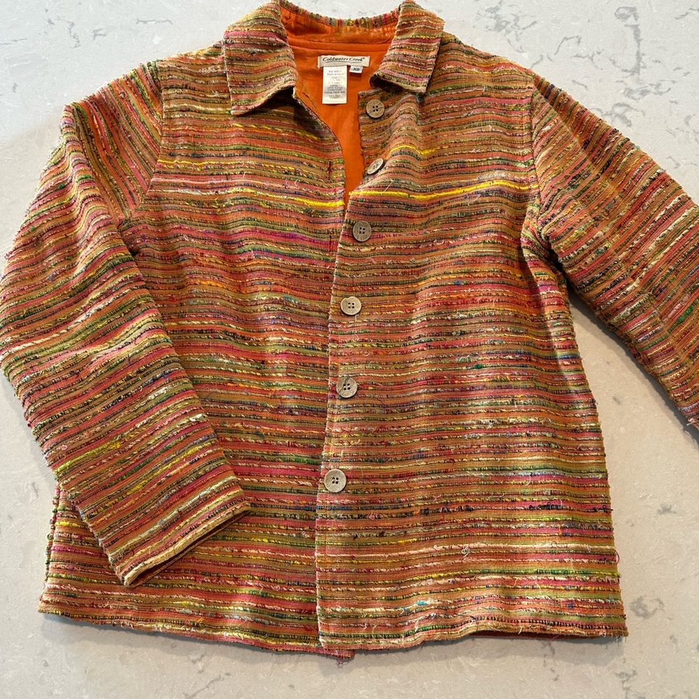 Coldwater Creek Orange Red Blazer with Textured Fabric